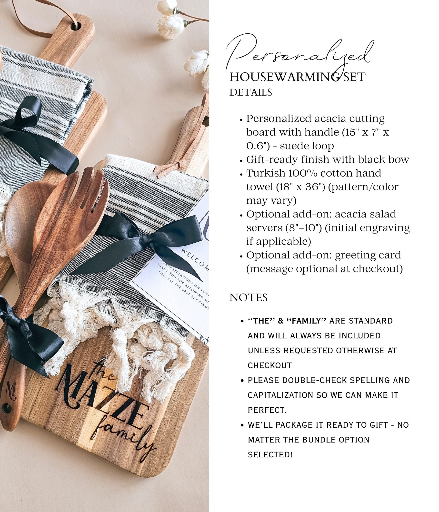Personalized Housewarming Cutting Board Gift Set