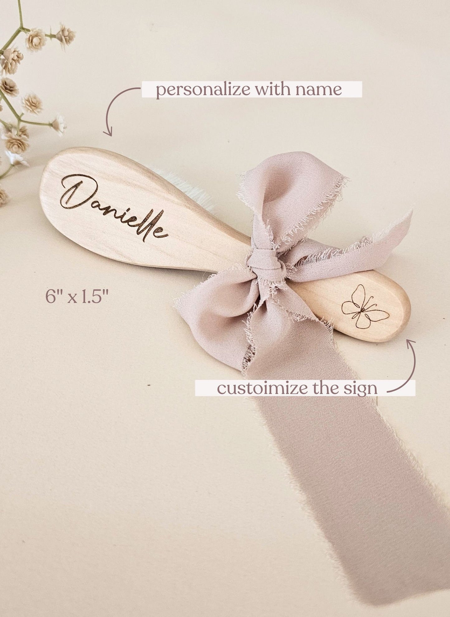 Natural Baby Care Heirloom Baby Gift Nursery Decor Baby Keepsake Gentle Baby Brush Sustainable Baby Item Baby Photography Prop Wooden Baby Accessory Personalized Newborn Gift