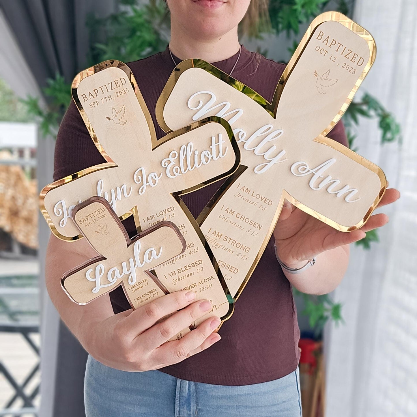 Custom Baptism Mirror Cross