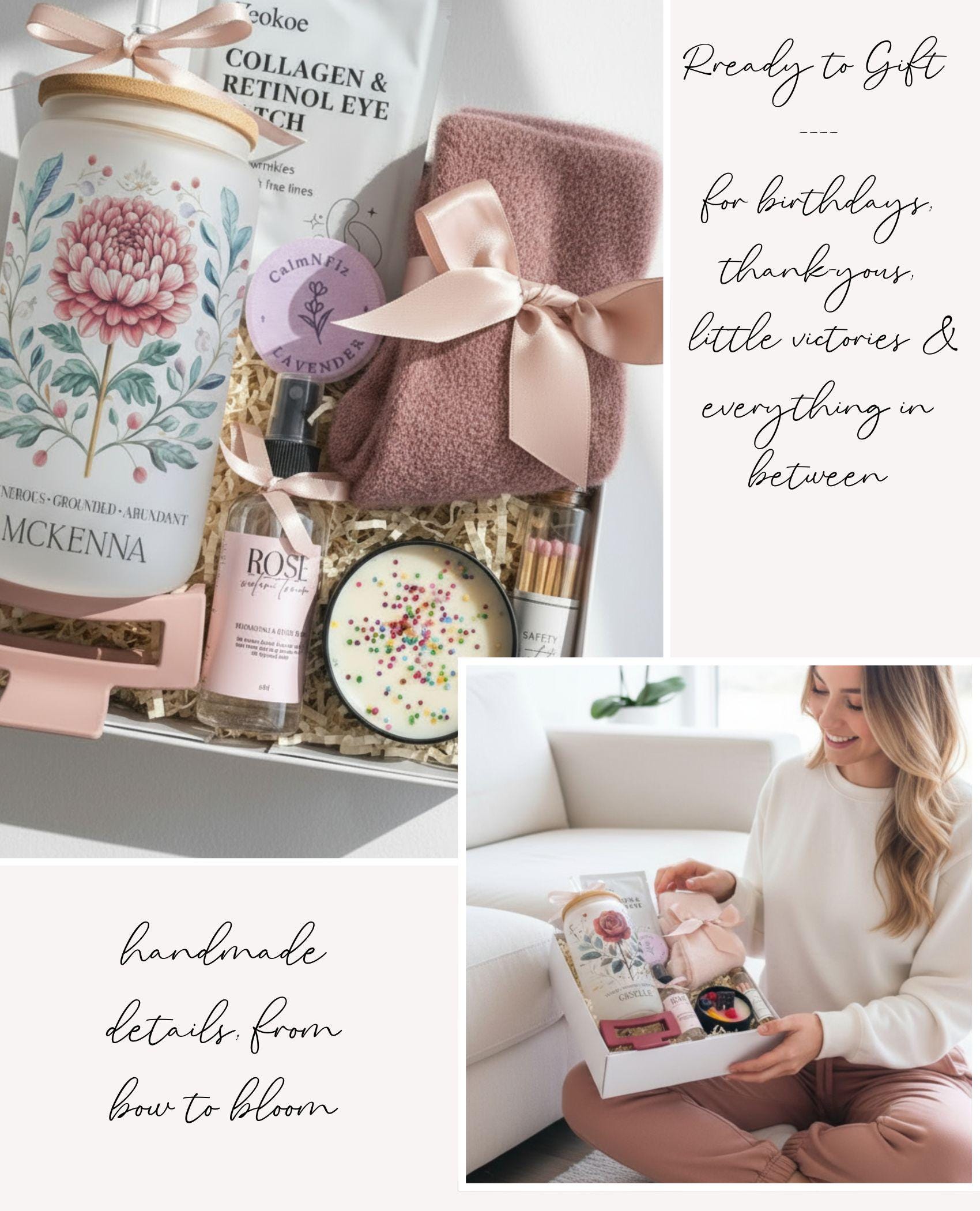 Birth flower themed spa gift box for women in white magnetic box