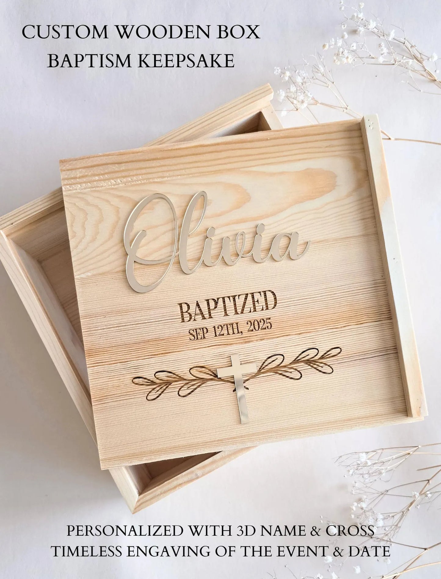 Wooden Baptism Memory Box