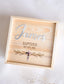 Custom wooden baptism keepsake box with engraved cross and 3D name personalization
