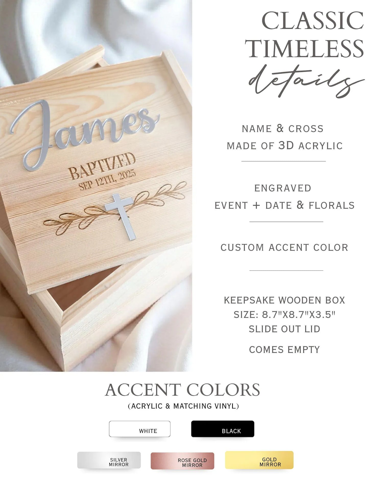 Wooden Baptism Memory Box