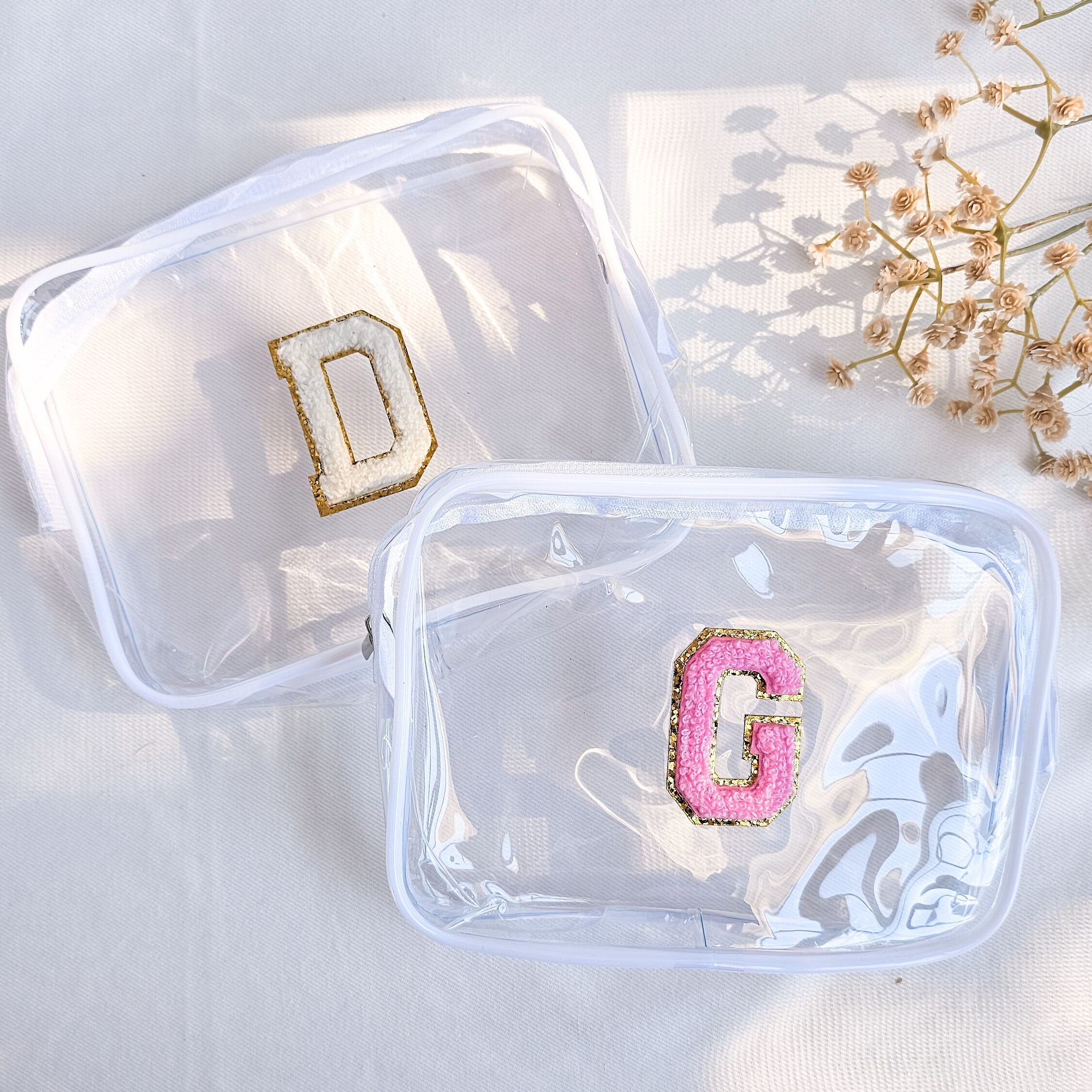 Letter Patch Clear Cosmetic Pouch