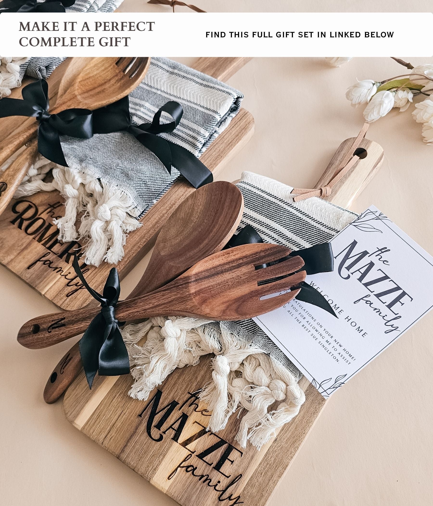 Personalized Acacia Salad Servers