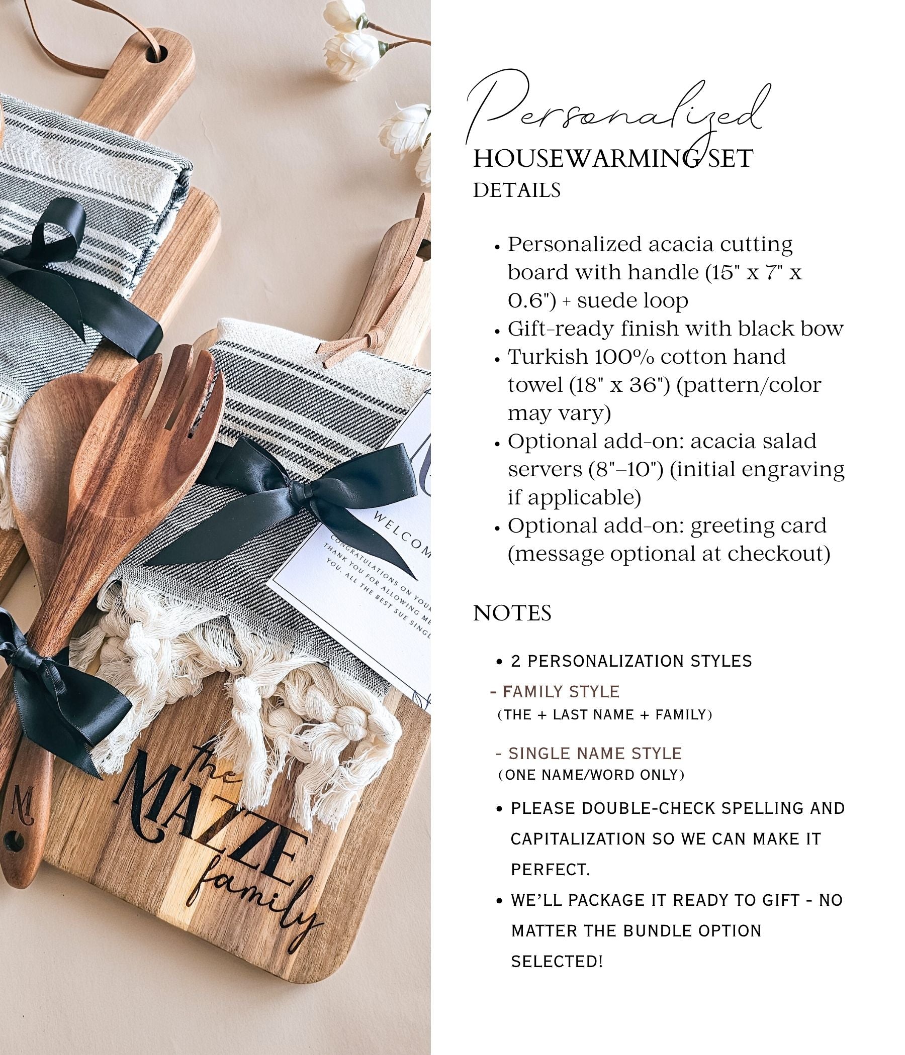Personalized Housewarming Cutting Board Gift Set