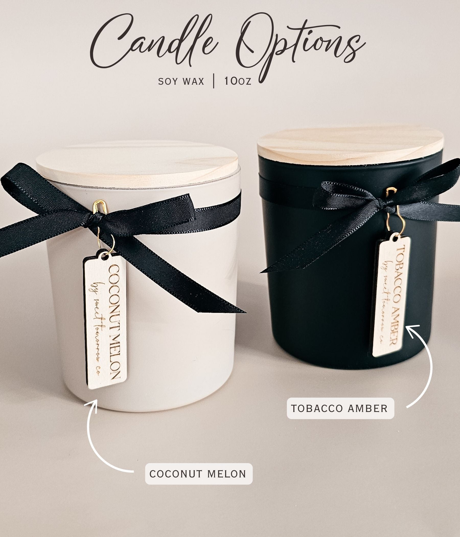 Wedding keepsake candle with engraved lid personalized with last name and first names, gift-ready styling